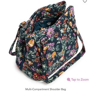 Vera Bradley Multi Compartment Shoulder Bag Fresh Cut Floral Green NEW